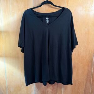 Cato Womens Black V-Neck Short Sleeve Tri-Blend T-Shirt Plus Size 26/28W RN37080